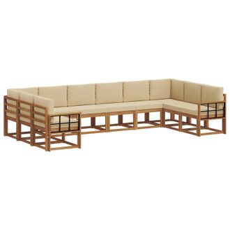 vidaXL Conjunto De Sof&aacute;s De Exterior Con Coj&iacute;n 10 Pcs Natural Y Beige Vidaxl