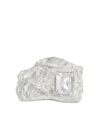 Loveness Lee Kai textured white sapphire ring - Silver