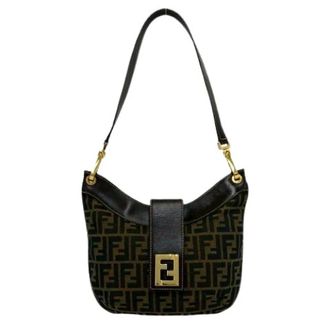 Fendi Pre-owned Zucca Canvas Leather Shoulder Bag - Dames - Pre-owned - Bruin - Maat: ONE Size Leer