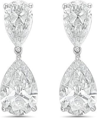 Diana M. Jewels 14KW WG 15.00 Ct TW of Lab grown pear shape diamond drop earrings