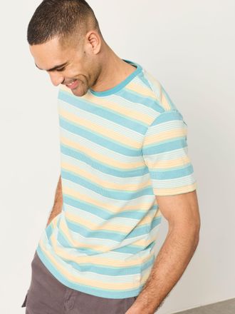 Fat Face FatFace Cobham Teal Blue Stripe Tshirt