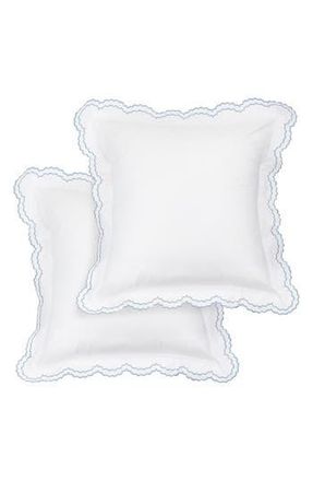 Melange Home Embroidered Percale Crisp Cotton Double Scallopier Duvet Set in Blue at Nordstrom Rack, Size Euro