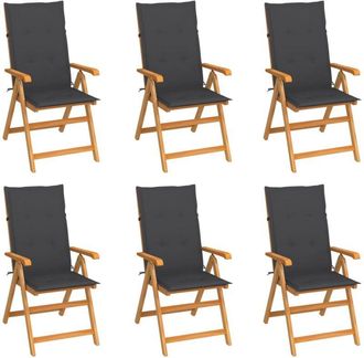 vidaXL Vidaxl - Sillas De Jard&iacute;n 6 Uds Madera Maciza De Teca Cojines Antracita
