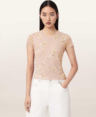 AllSaints Ellie Mesh Floral T-Shirt
