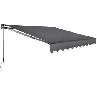 TecTake Toldo con brazo articulado y soporte pared, 250x200 cm, negro