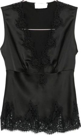 Ermanno Scervino Firenze Tanktop met kanten details - Dames - Tops - Zwart - Maat: XS Leer