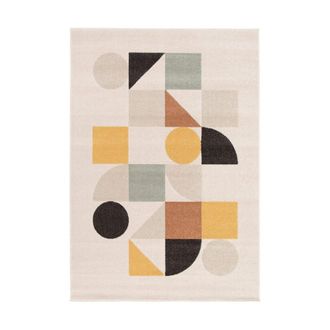 AFK Living Alfombra geom&eacute;trica suave beige 135 x 190 cm