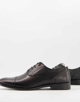Asos oxford shoes in black leather with toe cap