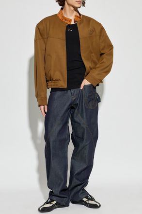 MCM Wool Jacket With Logo, Mens, Brown