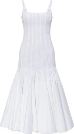 Jacquemus White Pleated Midi Dress