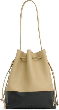 Mansur Gavriel Drawstring Cabas Bucket Bag in Khaki/Black at Nordstrom