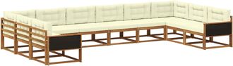 vidaXL Conjunto De Sof&aacute;s De Exterior 10 Uds. Natural Y Crema Vidaxl