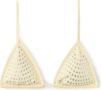 Mango Studded Triangle Bikini Top in Yellow at Nordstrom, Size Small