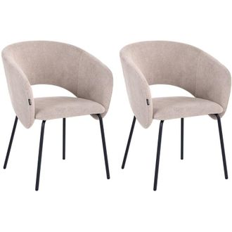 Beliani Set di 2 sedie imbottite senza braccioli Design retr&ograve; Base in metallo tortora Blakely