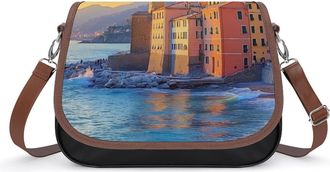 Generic Camogli Beach Italy Small Womens Crossbody Bags Shoulder Handbag with Adjustable Strap for Travel