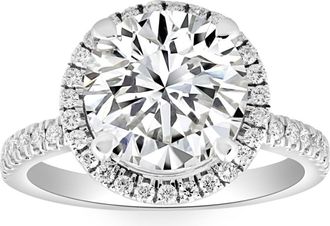 Pompeii3 4 1/2Ct Diamond Halo Lab Grown Engagement Ring White, Yellow or Rose Gold