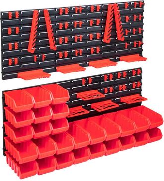 vidaXL Kit De Cajas De Almacenaje 103 Pzas Paneles De Pared Rojo/negro Vidaxl