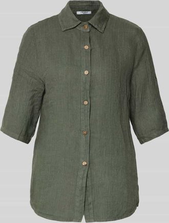 Zabaione Leinenbluse mit 1/2-Arm Modell Si44laa in Khaki, Gr&ouml;&szlig;e XXL