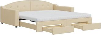 vidaXL Vidaxl - Sof&aacute; Cama Nido Con Cajones Tela Color Crema 100x200 Cm
