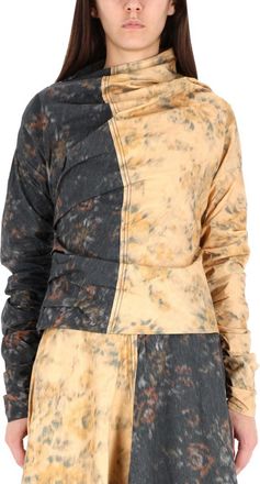 Ganni Multicolor Printed Mock Collar Top