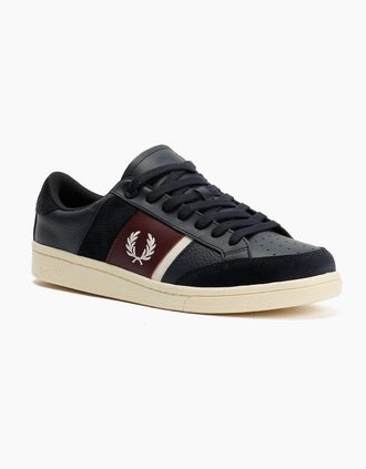 Fred Perry Mens Fred Perry B725 Leather Suede Mens Navy/Ecru/Oxblood Trainers - Size: 10