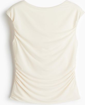 H&M Drapiertes Top mit angeschnittenen Ärmeln - Beige