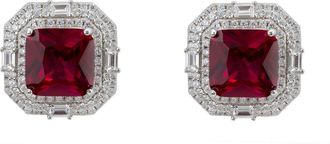 Latelita London Madeleine Large Stud Earrings Silver Ruby