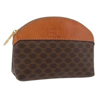 Celine Pre-owned Clutches, female, Brown, Size: ONE SIZE Pre-owned Macadam Canvas Pouch