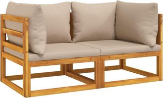 vidaXL Sof&aacute;s Modulares Esquina 2 Uds Madera Acacia Cojines Gris Taup&eacute; Vidaxl