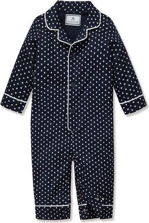 Petite Plume Midnight Hearts Classic Romper in Navy at Nordstrom, Size 12-18M