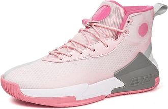 Generic Mens Basketball Shoes Anti Slip Shock-Absorbing Breathable Practical Training Sports Boots Walking Shoes(Pink,4.5 UK)