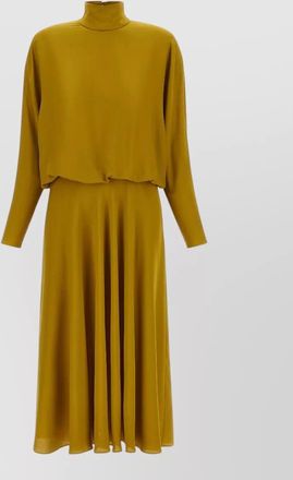 Valentino Garavani silk georgette high-neck bat-sleeve flared midi dress