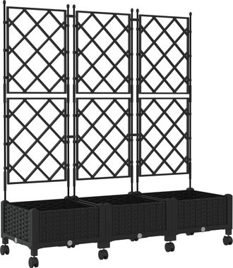 vidaXL Jardinera Con Enrejado Y Ruedas 3 Uds. Negro Pp Vidaxl