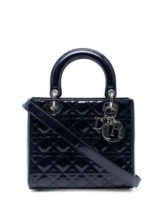 Dior 2016 Medium Patent Cannage Lady Dior satchel - Blue