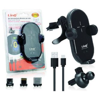 Trade Shop Trade Shop - Set Caricabatteria Wireless Per Auto 15w Smartphone 3 Connettori Magnetici Jjt963