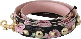 Dolce & Gabbana Dolce & Gabbana Floral Leather Stud Shoulder Strap Black