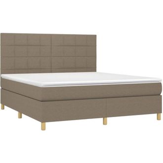 vidaXL Vidaxl - Cama Box Spring Colch&oacute;n Y Luces Led Tela Gris Taupe 160x200 Cm