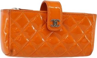 Chanel Pre-owned Wallets, female, Orange, Size: ONE SIZE Pre-owned Leather Pouch