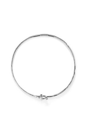 UNOde50 Choker Necklace with Front Clasp and White Topaz in Silver at Nordstrom, Size Large