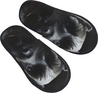 Generic Cotton Slippers Black Schnauzer Dog Soft Fuzzy Slippers Lightweight Indoor Shoes For Holiday Spa Ladies L