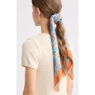 Treasure & Bond 4-Piece Scrunchie & Square Scarf Set in Blue- Orange Combo at Nordstrom
