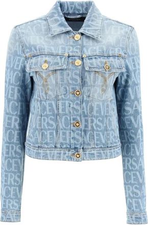Versace Blauwe Denim Jack Aw 23 - Dames - Spijkerjassen - Blauw - M - Denim - Jassen