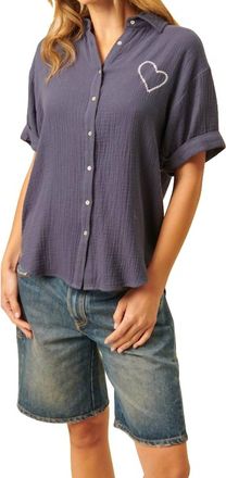 John & Jenn Felix Button Down Shirt In Crosshatch Navy