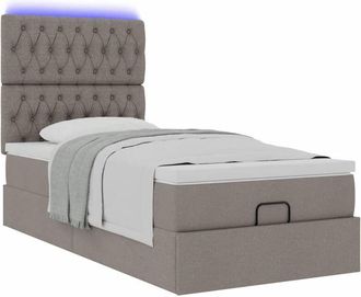vidaXL Vidaxl Cama Otomana Con Colch&oacute;n Y Luces Led Tela Gris Taup&eacute; 90x200 Cm
