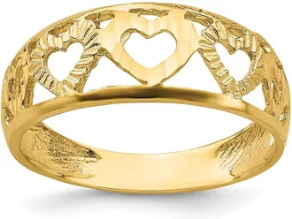 Diamond2Deal 14k Yellow Gold Diamond-cut 5 Heart Ring