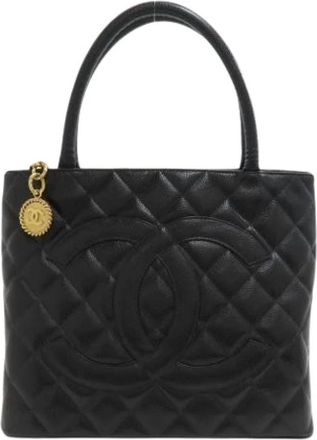Chanel Pre-owned Vintage Tote Bag - Dames - Vintage Shopper - Zwart - ONE Size - Leer - Vintage