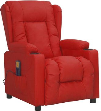 vidaXL Vidaxl - Sill&oacute;n De Masaje Elevable Cuero Sint&eacute;tico Rojo Tinto