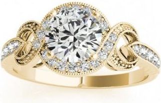 Allurez Vintage Style Halo Diamond Engagement Ring Setting 14k Y. Gold 0.25ct