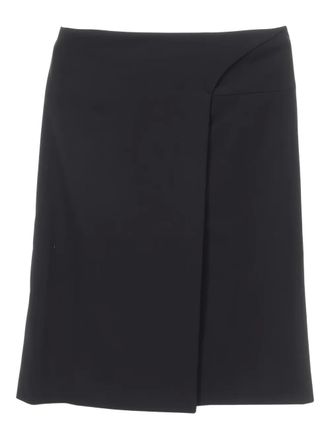 Hermès 2010s zip-fastening midi skirt - women - Wool/Fabric - 36 - Black
