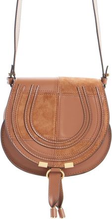Chlo&eacute; Marcie Leather & Suede Patchwork Crossbody Bag in Dusty Tan at Nordstrom